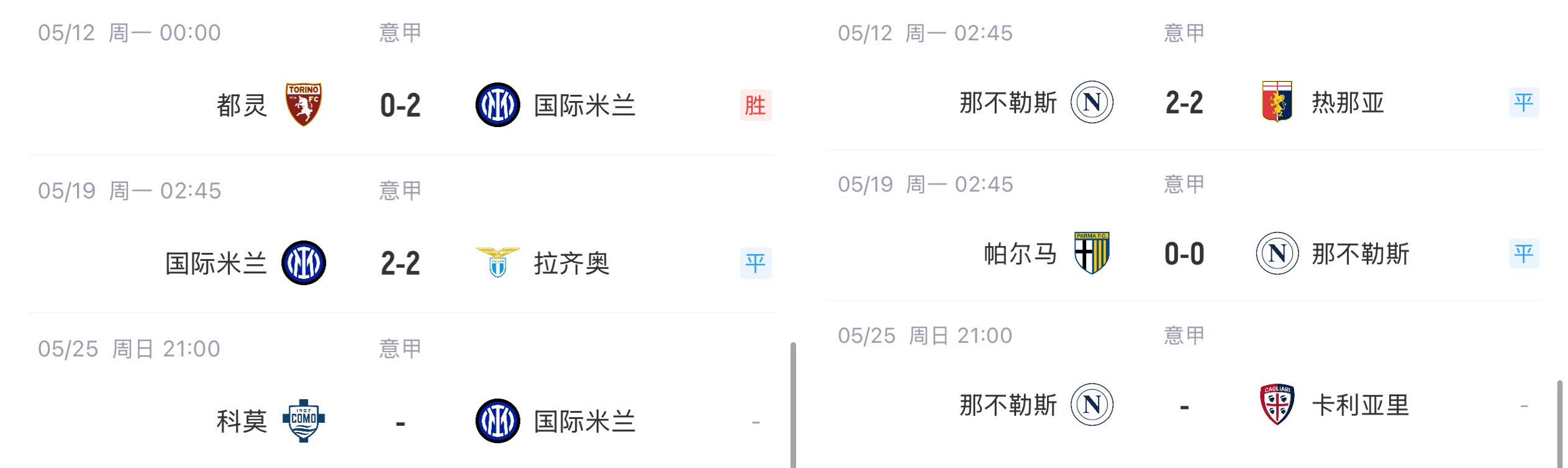 再一再二不再三？那不勒斯3分领跑后2连平，但国米1胜1平错失良机