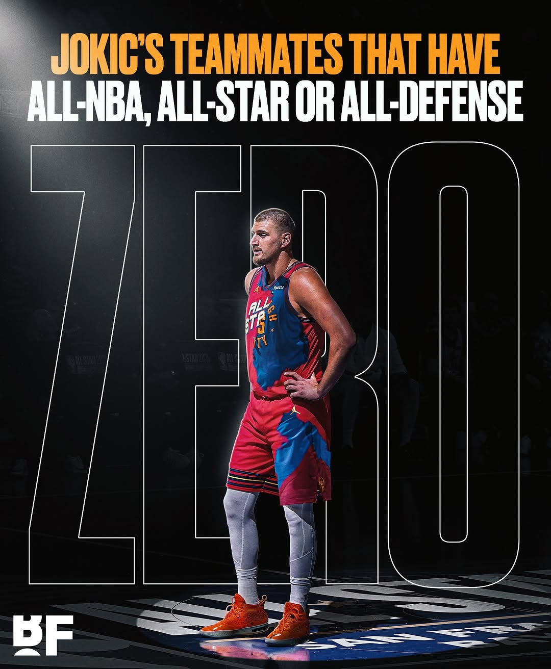 🥹约基奇进NBA10年 从未有任何一位当赛季的全明星/最佳阵队友