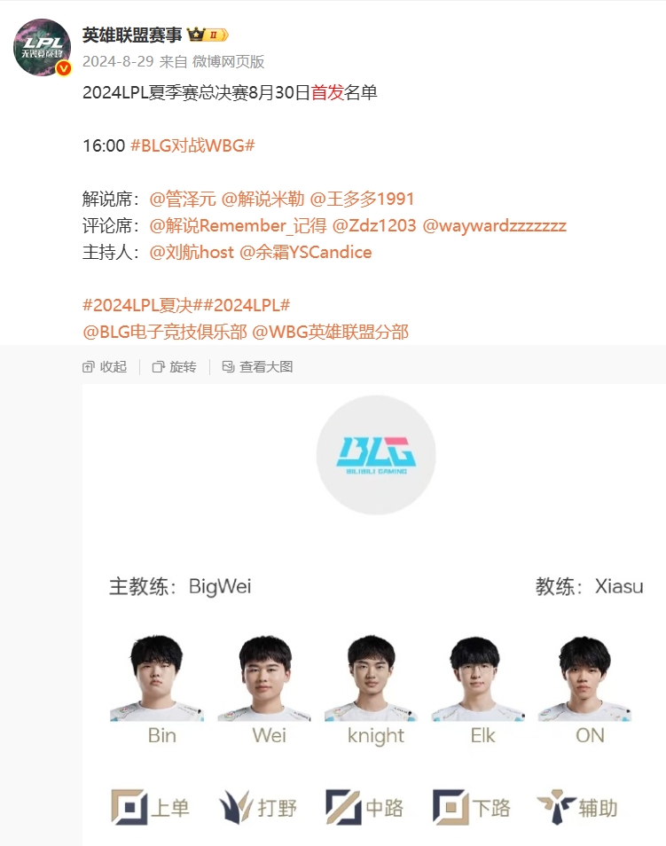 休赛期忙啥呢？BLG折腾半年 教练组仍为Bigwei+EZ猴 打野xun降级为北川