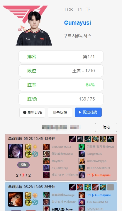 偶像入选名人堂！Gumayusi赛前登上韩服玩了一把卡莎，但战绩2-7-2