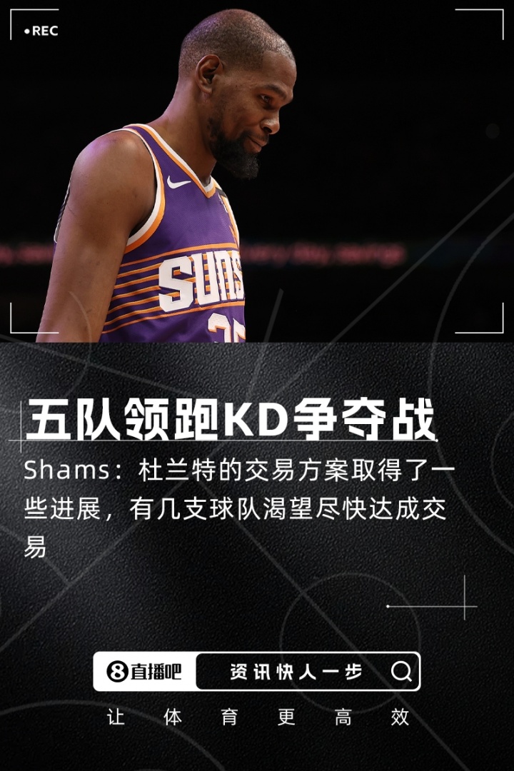 [体育头条]Shams：有球队渴望尽快达成KD交易 火&刺&