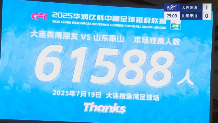 中超歷史第二！英博vs泰山梭魚灣足球場觀賽人數(shù)達(dá)61588人