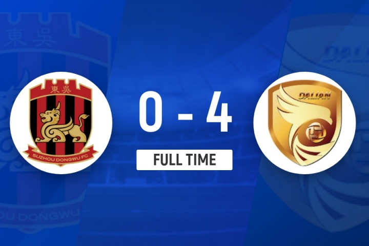 中甲-大连鲲城4-0大胜苏州东吴5轮不败 崔明安助攻戴帽穆谢奎双响