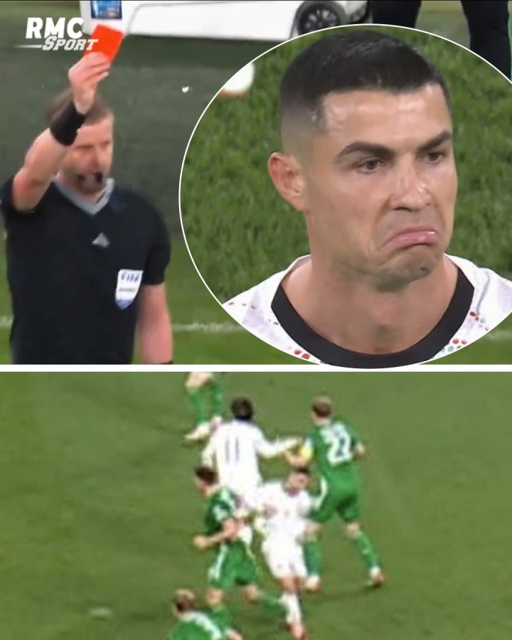 国家队生涯首次染红！C罗肘击被罚下，吃到职业生涯第13张红牌