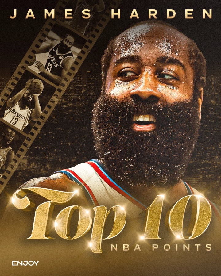 [深度报道]继续冲击3万！哈登生涯⭐总得分超越安东尼 跻身历史前十！(图5)