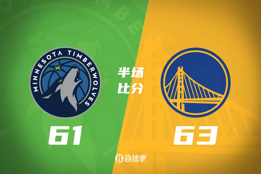 [热门观察]半场⬆️战报-勇士63-61森林狼 库里✌️复出16分 华子缺战 兰德尔19+5(图1)