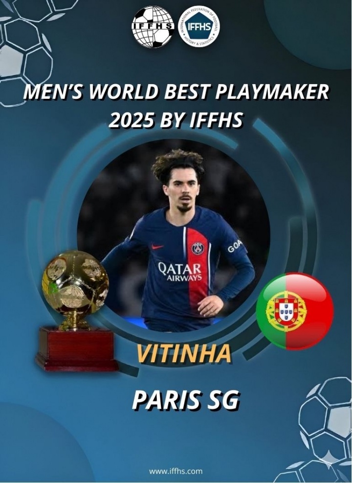 [贝林厄姆]维蒂尼亚当选IFFHS年度最佳进攻组织者，佩德里