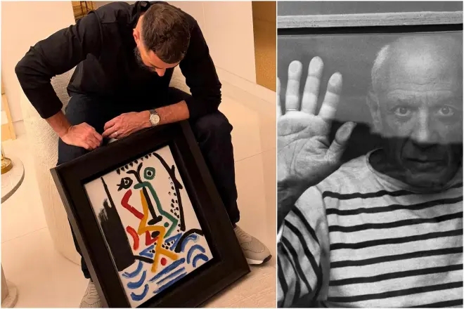 [西甲]艺术迷！本泽马社媒晒毕加索肖像画，类似画作曾拍100