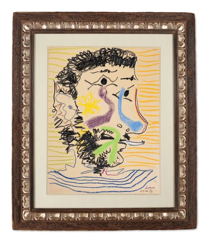 [球迷报道]艺术迷！本泽马社媒晒毕加索肖像画，类似画作曾拍100万欧(图2)