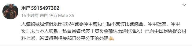 [体育头条]多达7名大连鲲城球员讨薪：冒名代签！怎么过的准入？已提交上诉(图8)