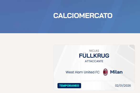 下樹！意甲官網(wǎng)顯示：菲爾克魯格租借加盟米蘭