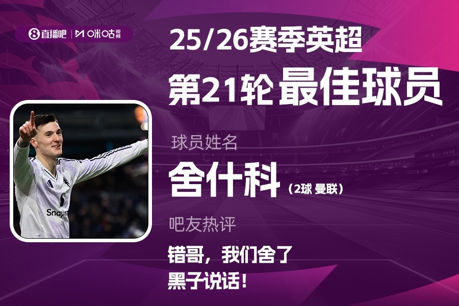 [体坛热讯]直播吧X咪咕体育|⚽英超第21轮MVP：舍什科当