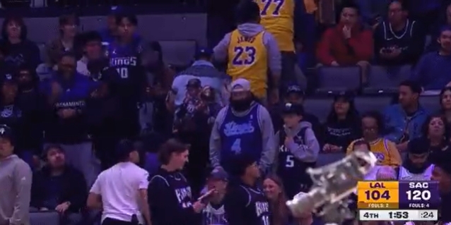 湖人場(chǎng)上投降！看臺(tái)上的“詹姆斯”和“東契奇”提前退場(chǎng)