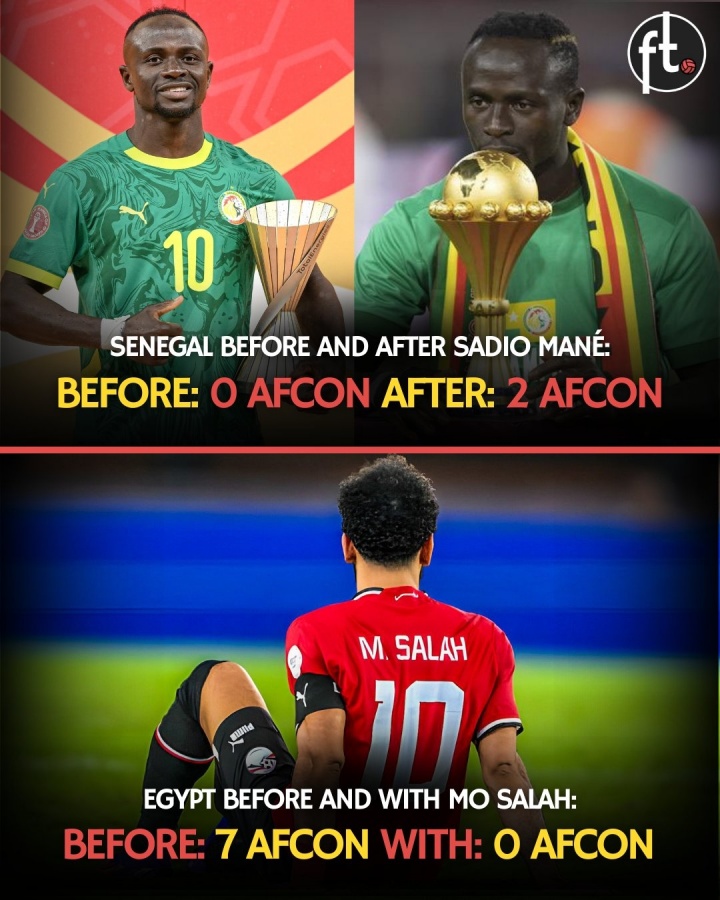 外媒晒数据：塞内加尔有马内后0冠→2冠，埃及有萨拉赫后7冠→0冠