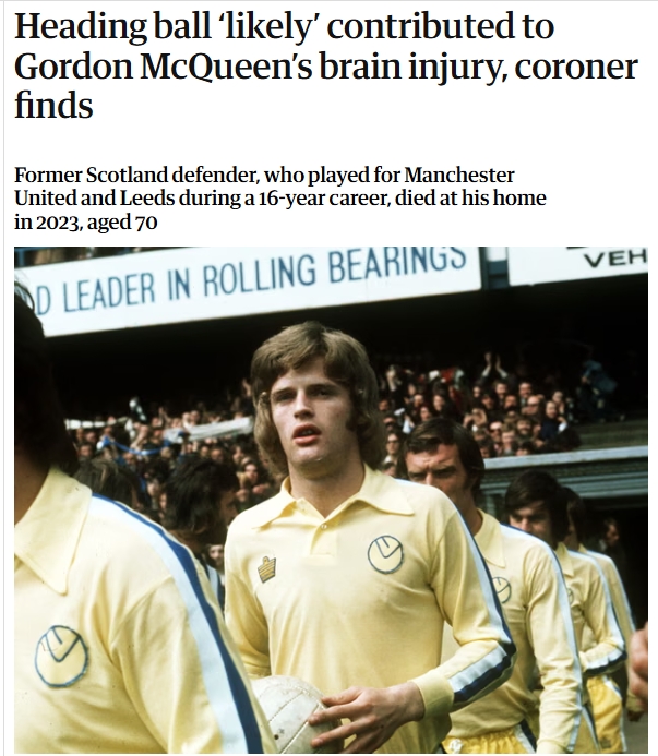 【体育风云】验尸官谈曼联名✨宿死因：长期反复的头球导致脑损伤