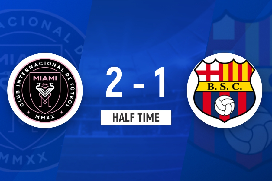 半场-迈阿密国际2-1瓜亚基尔巴塞罗那 梅西连过两人一条龙破门