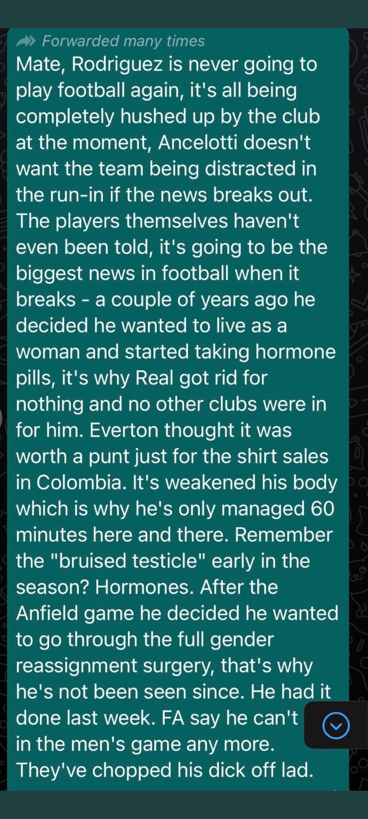 【有道理嘛?】假新闻！热刺边锋库卢被谣传变性+退役，相同文案也曾造谣J罗(图2)