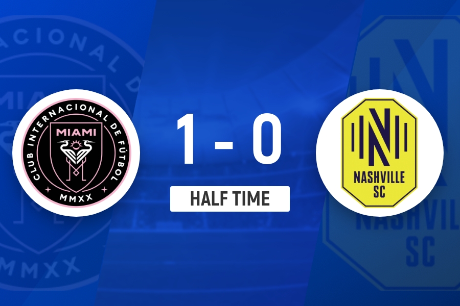  半场-迈阿密国际1-0纳什维尔 梅西斩获生涯900球 雷吉隆助攻+伤退