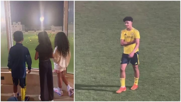 乔治娜晒迷你罗出战U16比赛，弟弟妹妹现场支持：太酷了兄弟~