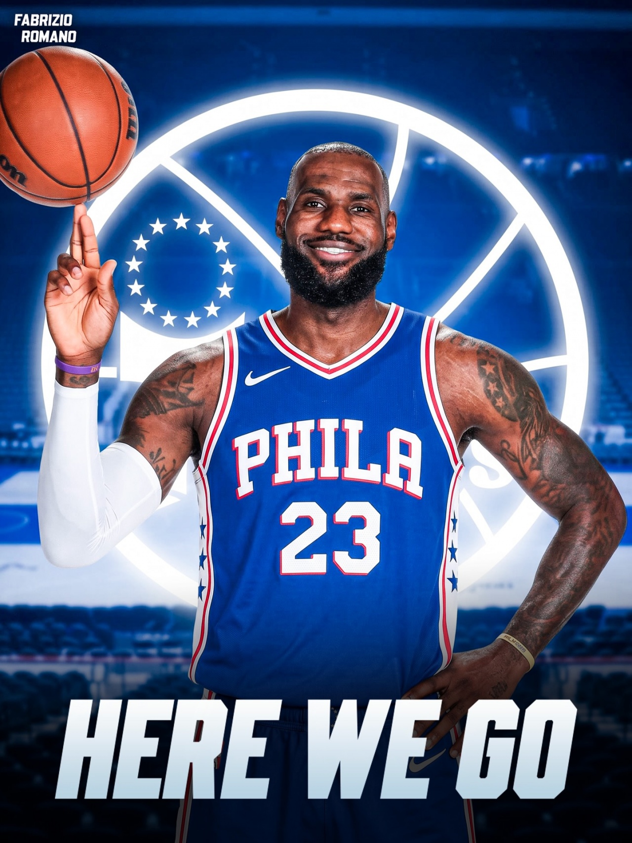 蹭热度🤣罗马诺：Here we go！勒布朗·詹姆斯与76人签约2年