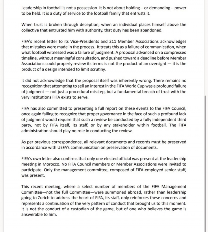 欧/亚/中北美足联联合声明：FIFA并未承认出售提案存在根本性错误