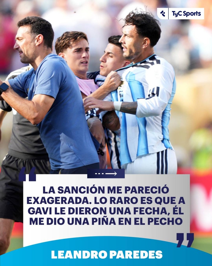 帕雷德斯回应被FIFA停赛10场：太过了！而加维打我一拳只禁了1场