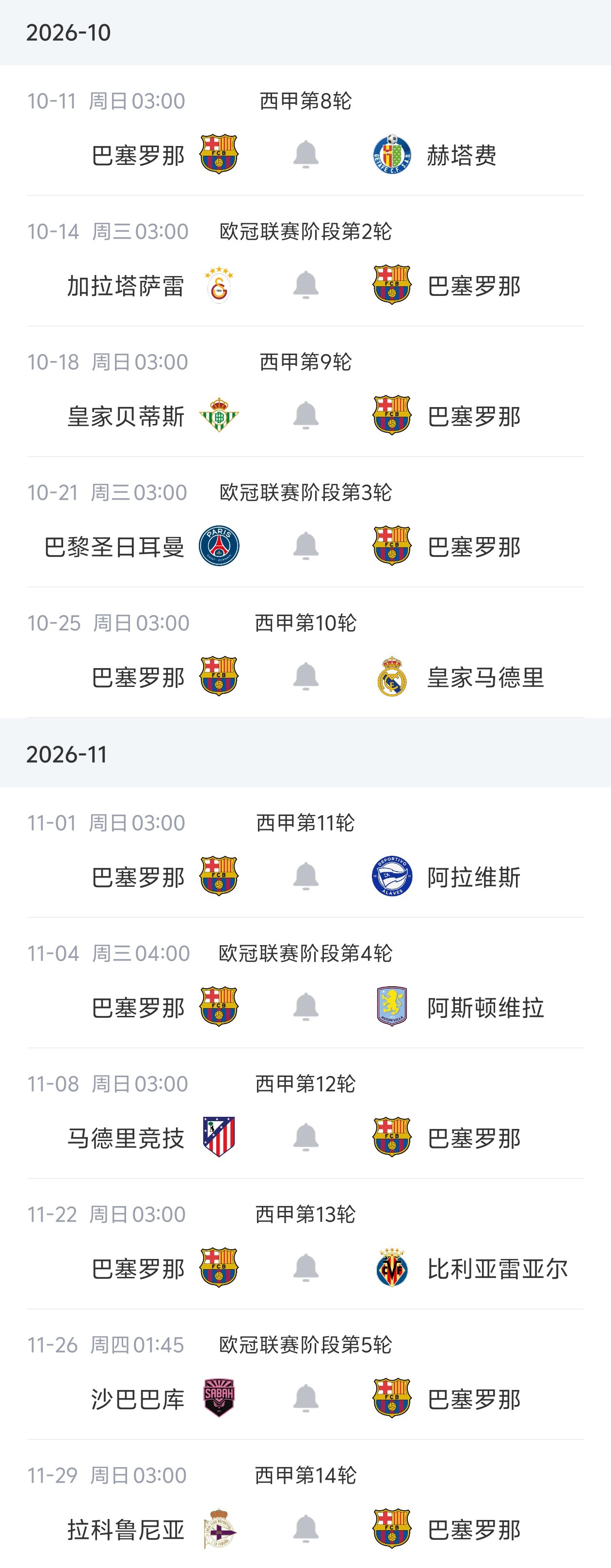 [赛事前线]魔鬼赛程！10-11月巴萨将18天内接连对阵巴黎