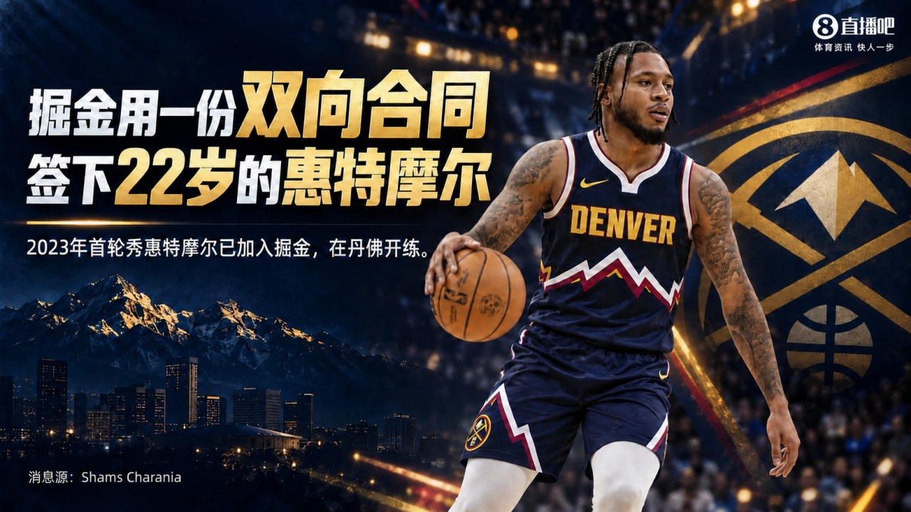 白魔才22岁！Shams：掘金用双向合同签惠特摩尔 球员已在丹佛开练