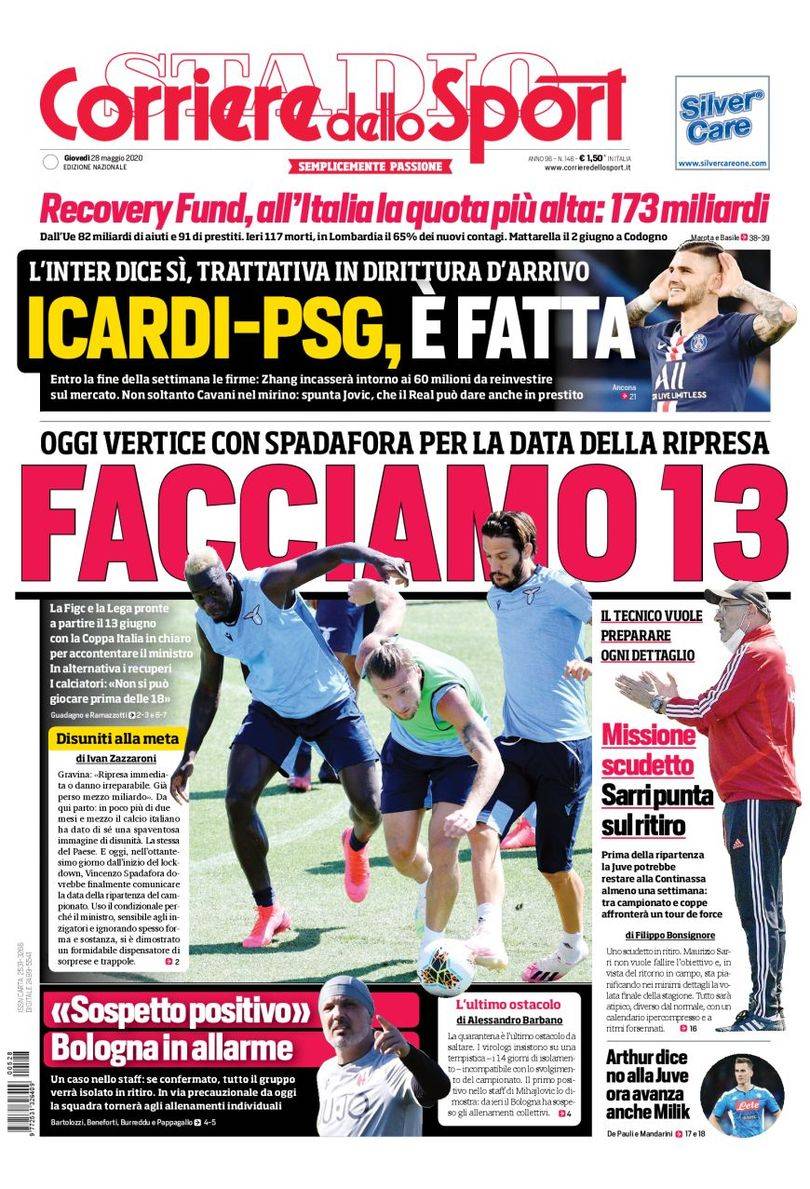 综述：法甲意大利足球甲级联赛终结、德甲重启英超西甲意甲悬而未决