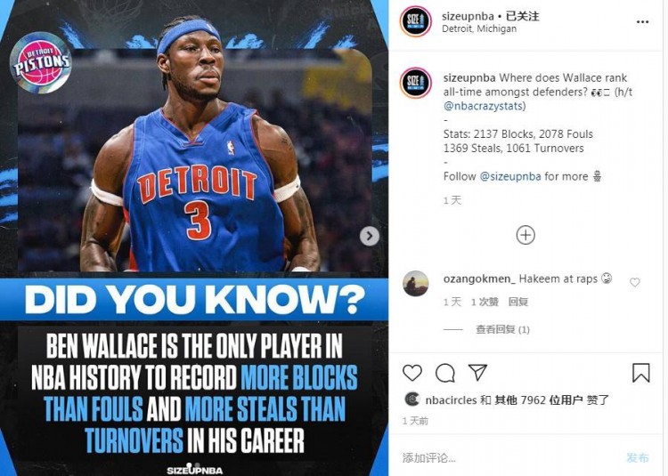 大本是NBA历史上唯一封盖比犯规多且抢断比失误多的球员