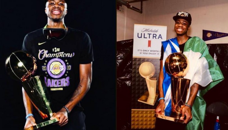 雄鹿球员字母哥为湖人球员字母弟送上了祝贺:恭喜@字母弟,我感到非常