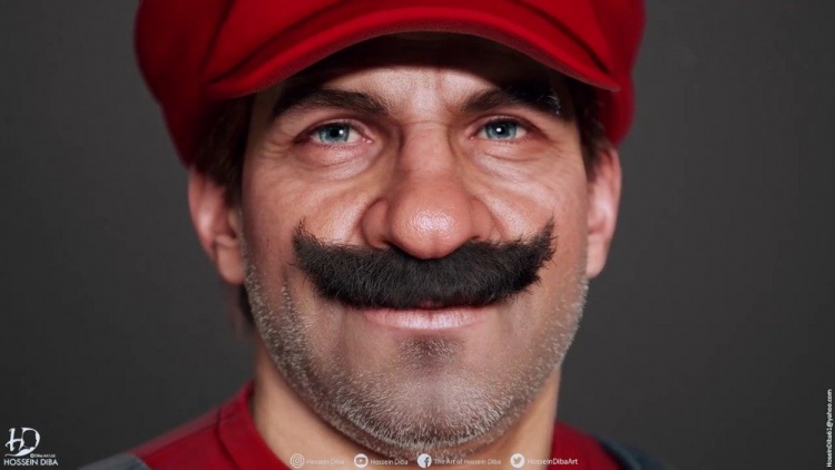 油管大神捏脸马里奥写实风格3d建模成品神还原