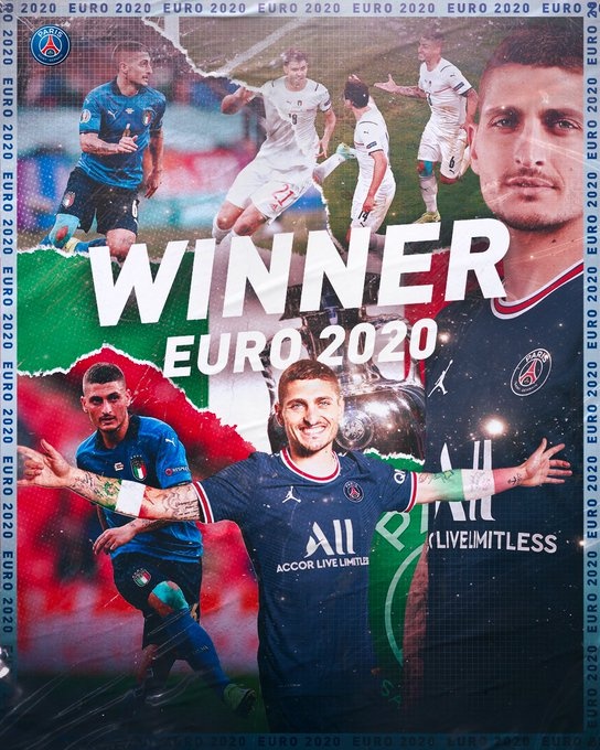 巴黎圣日耳曼祝贺维拉蒂和弗洛伦齐为你们喝彩