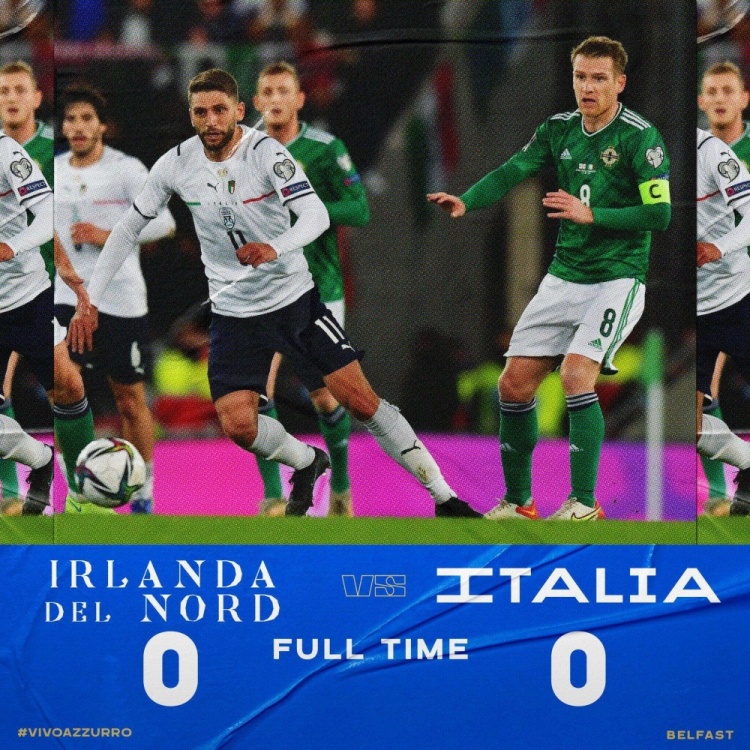 意大利VS北爱尔兰数据：意大利射门13比4占优，控球率68%