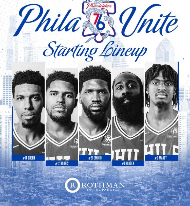 76人对阵猛龙g3首发格林哈里斯恩比德哈登马克西