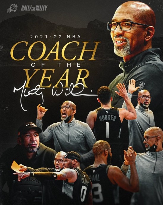 太阳官方：领导、指导、陪伴 祝贺蒙蒂当选NBA年度最佳教练！