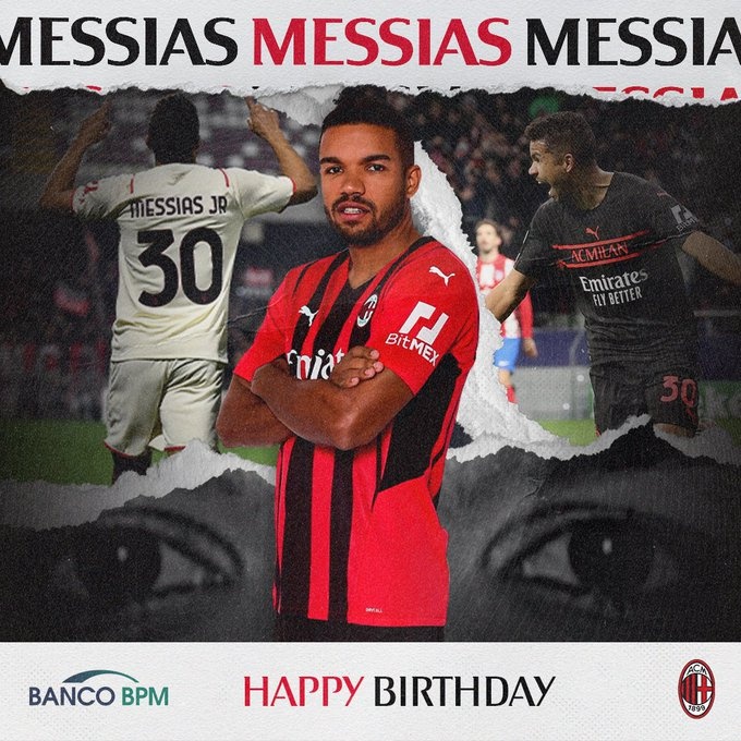 梅西亚斯迎来31岁生日，AC米兰官推发文祝贺