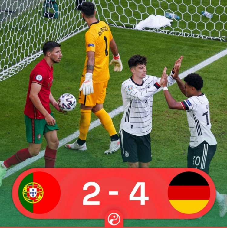 去年今日葡萄牙2比4不敌德国，成欧洲杯首支单场丢4球卫冕冠军