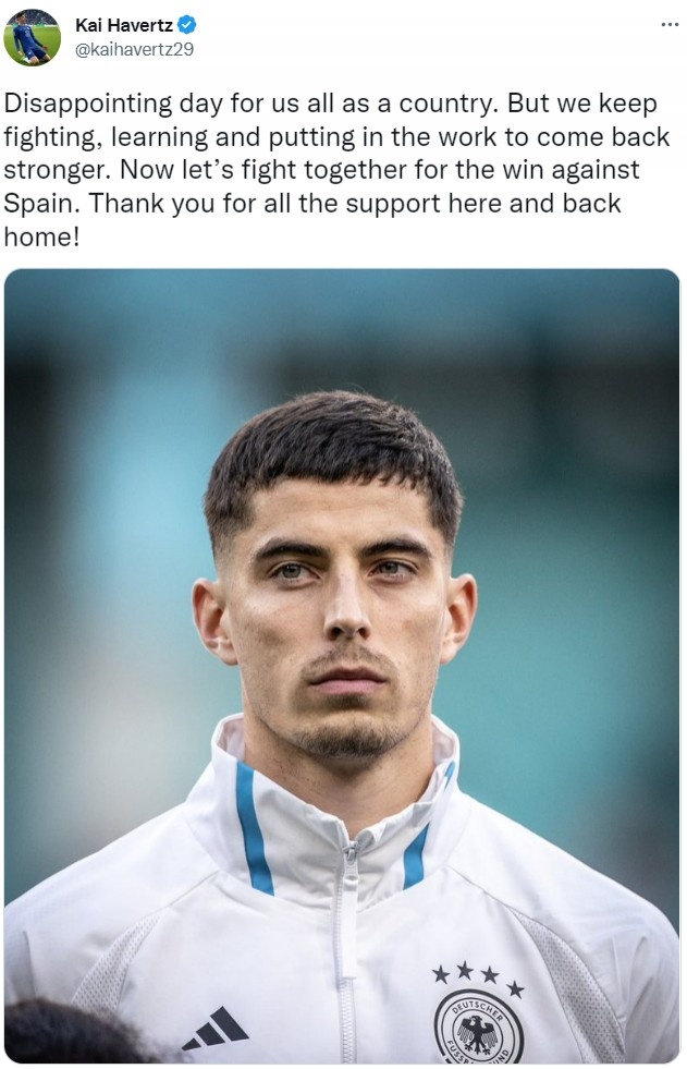 哈弗茨写道:"对我们整个国家来说,这是失望的一天