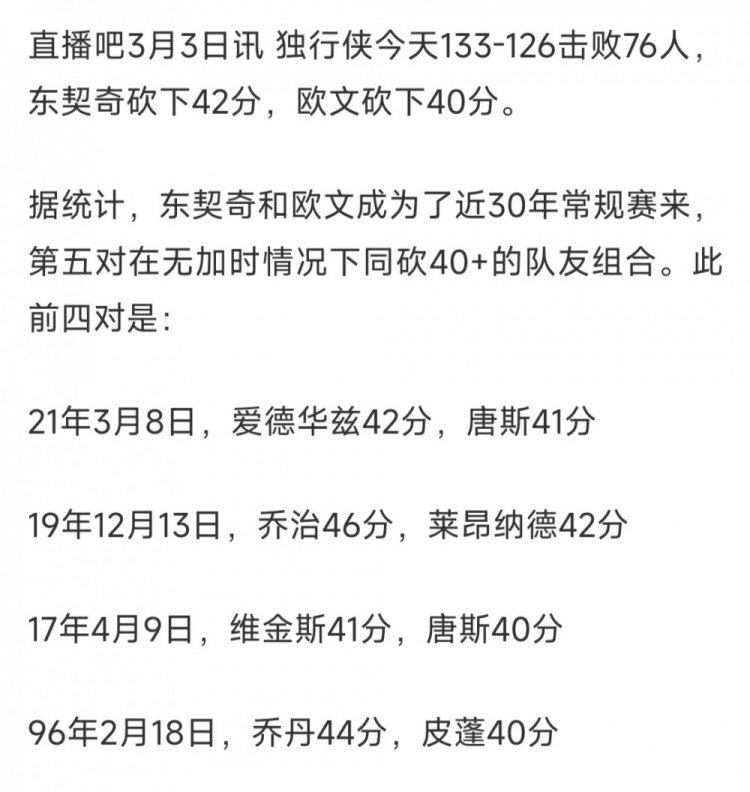 独行侠东契奇欧文40分76人恩比德哈登马克西比赛分析_国王力克独行侠止6连败 恩比德37分76人4连胜_NBA常规赛独行侠133-126战胜76人球员数据对比