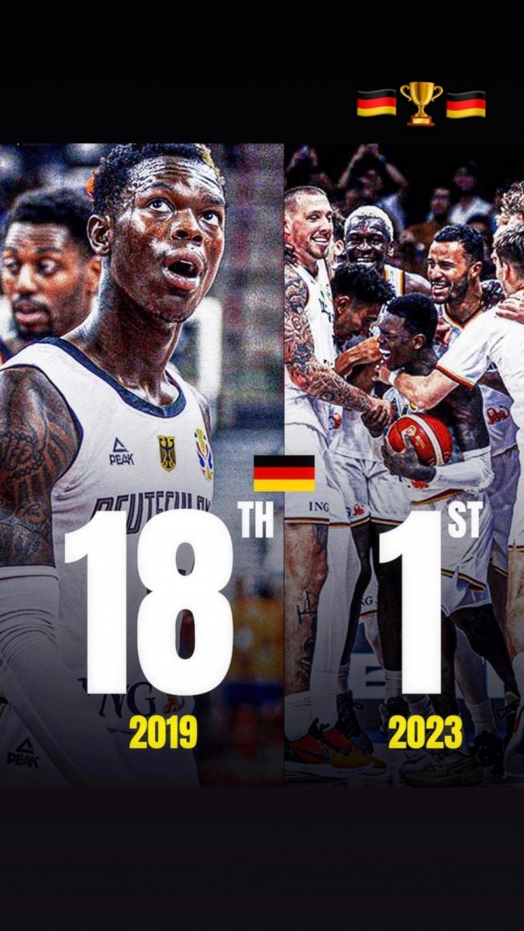 🌟施罗德晒照：2019年德国男篮世界杯第18名 2023年第1名！