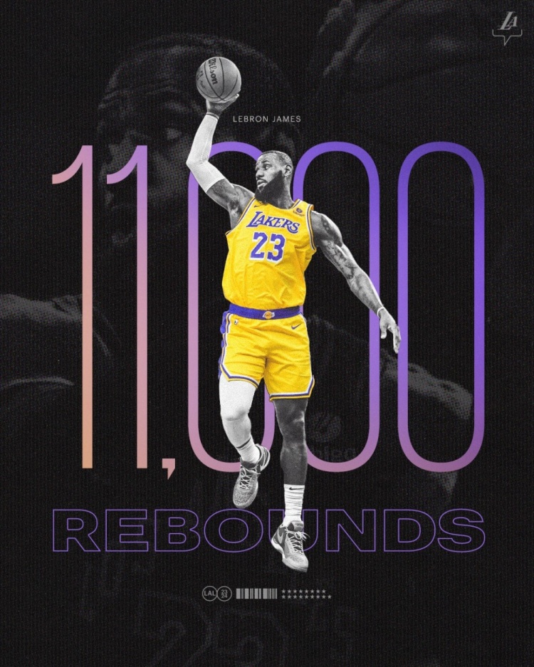 🔥见证伟大！詹姆斯生涯总篮板已经达到11000个 现役第一！