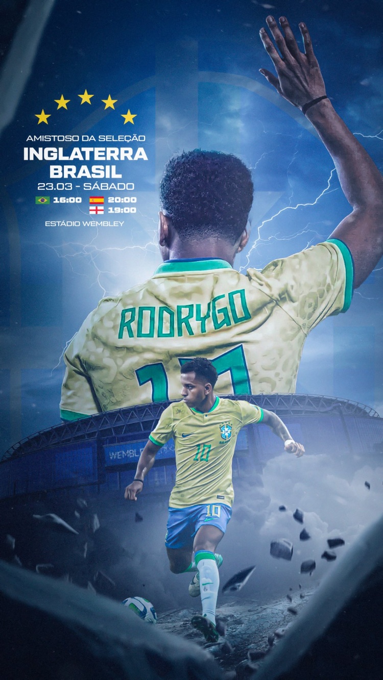 巴西新10号！罗德里戈晒个人海报预热对阵英格兰：一起加油！💪