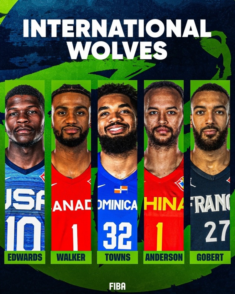 多人打过世界杯&李凯尔在列！FIBA官方晒森林狼阵容：国际狼🐺
