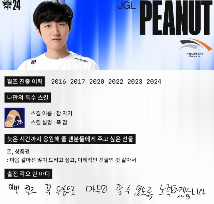 LCK官方更新HLE履历：peanut-这次世界赛会以胜利收尾的