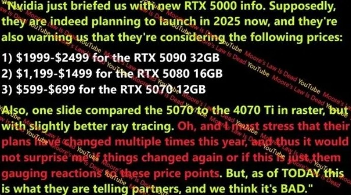 太贵？外媒爆料英伟达RTX 50系列显卡涨价：5090售价14150至17700