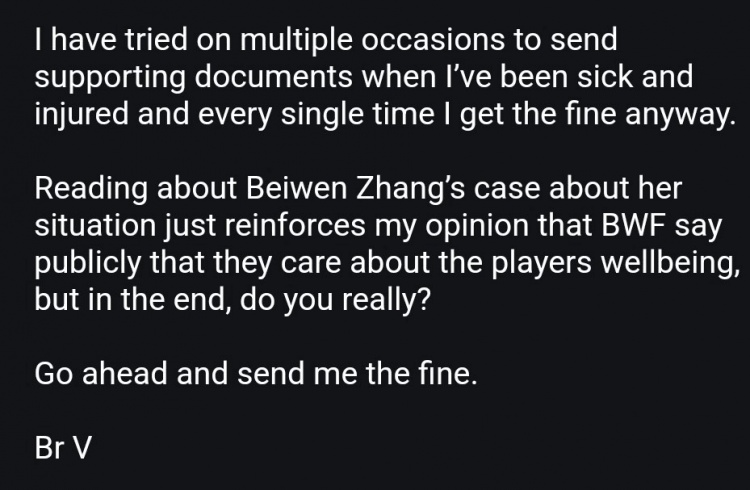 安赛龙：我多次在受伤时仍被罚款 世界羽联对球员的健康视而不见