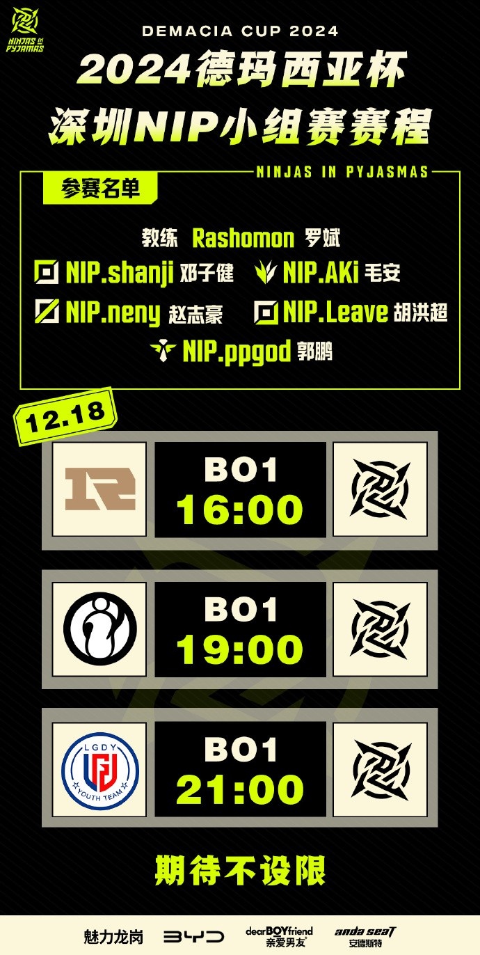 主力上阵！NIP公布德杯大名单：Shanji、Aki、Neny、Leave、ppgod