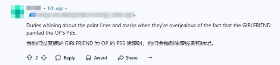 羡慕了！玩家晒战神+对马岛主题PS5：女友亲自为其画帅气图案