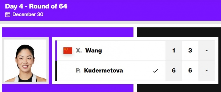 王欣瑜0-2不敌库德梅托娃，WTA500布里斯班站女单首轮出局